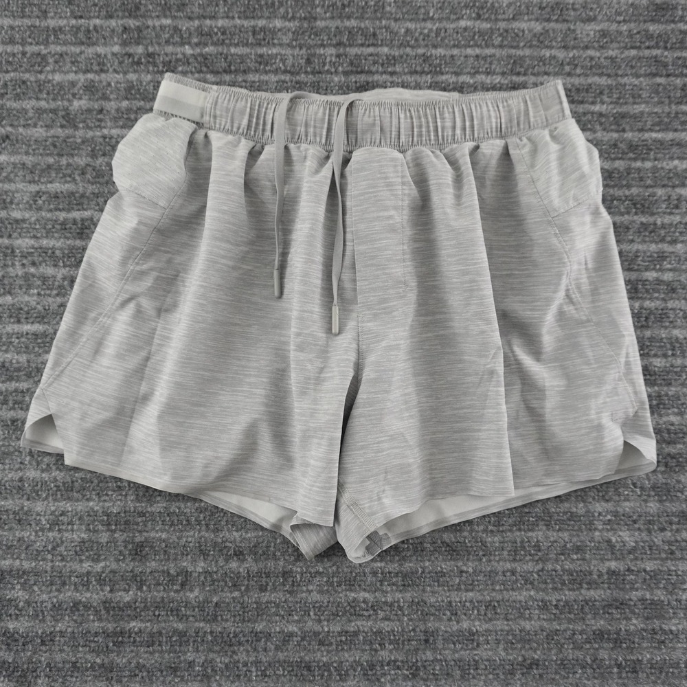 Lululemon On The Fly Athletic Shorts M Gray Space Dye 5" Inseam Drawstring